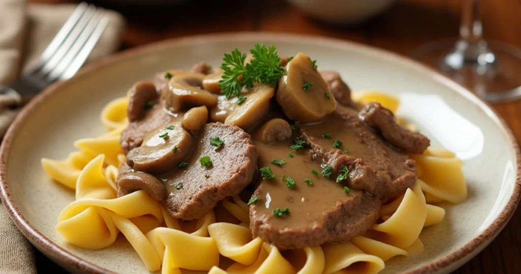 beef stroganoff with mushroom soup